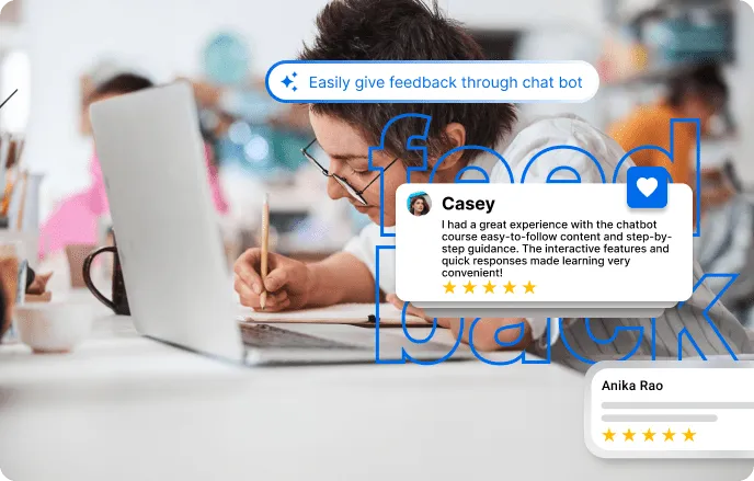 User providing feedback on an online course.